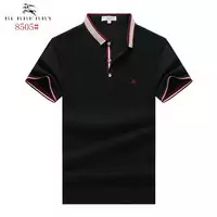 burberry short-sleeve oxford polo shirt col brode noir